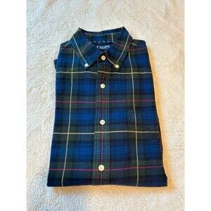 Chaps Men's MED Cotton Navy Green Plaid Button Down Fall